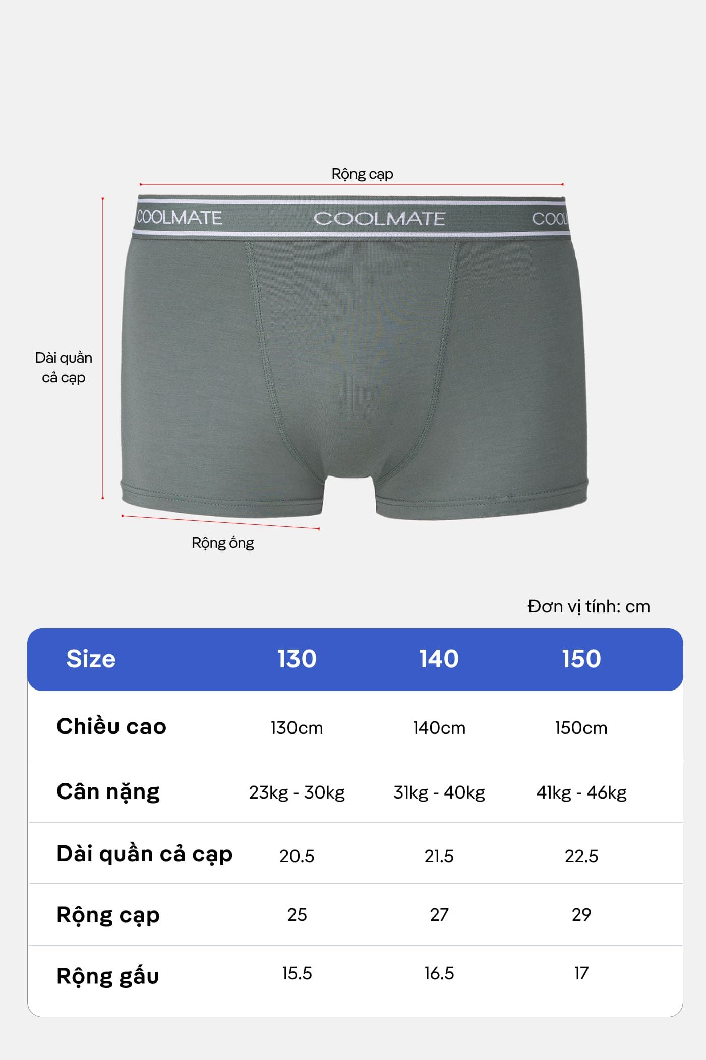 Combo 3 Quần Lót Nam Trunk Bamboo Trẻ em xanh-reu 6
