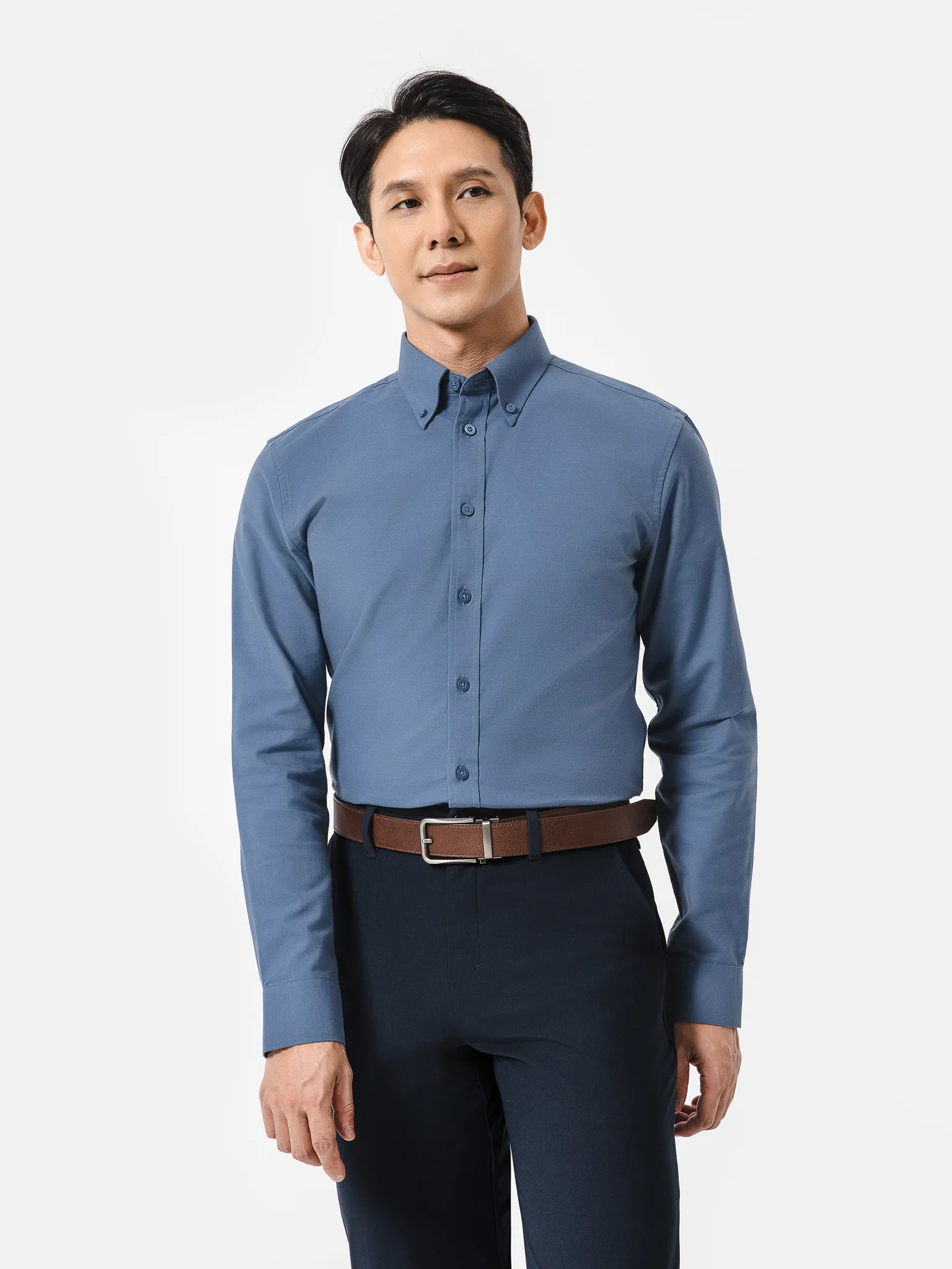 Áo sơ mi dài tay Oxford Premium xanh-dark-blue