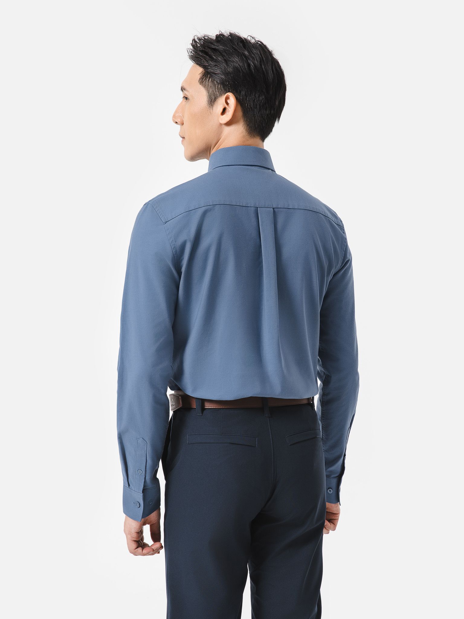 Áo sơ mi dài tay Oxford Premium xanh-dark-blue 1