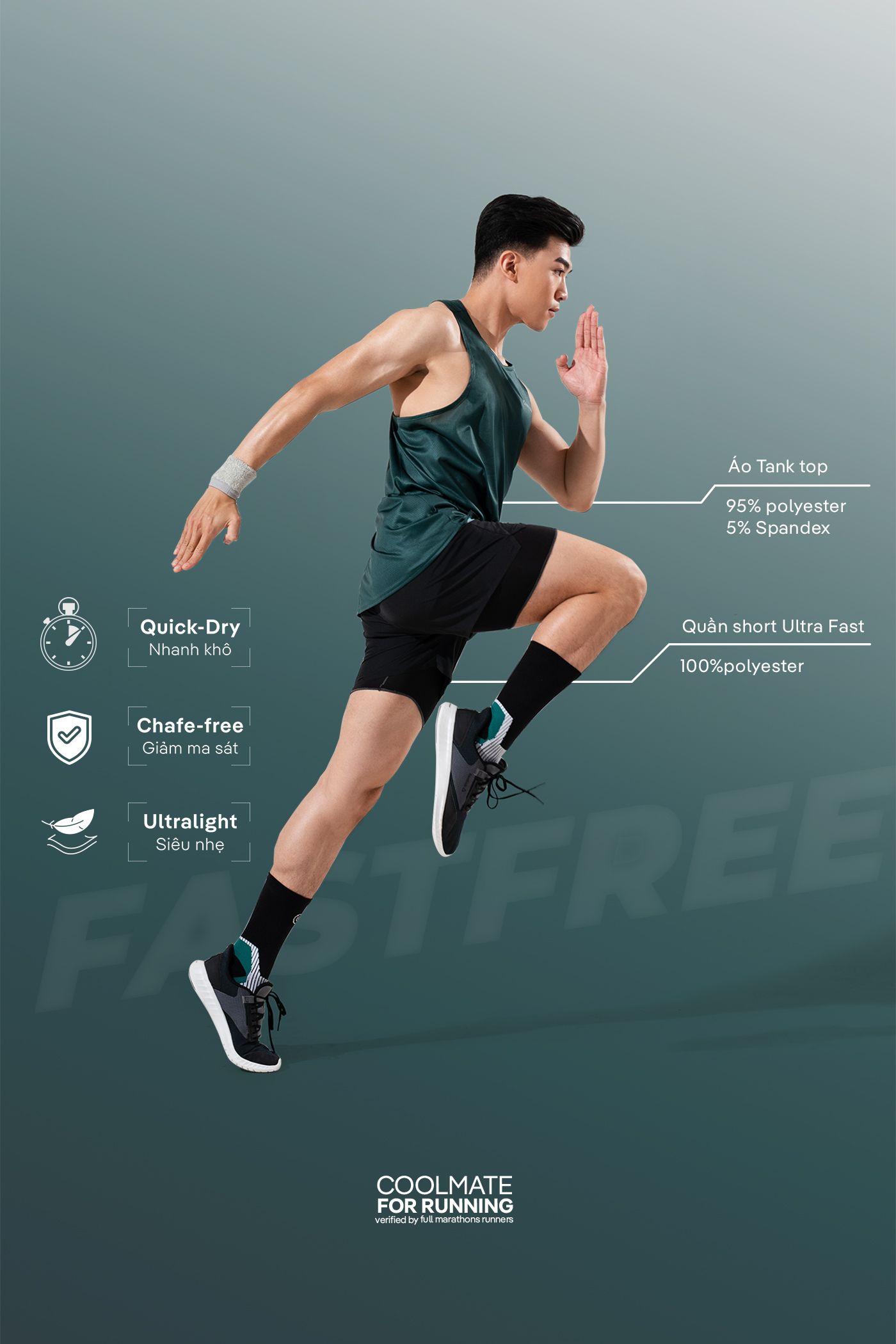 Áo Singlet chạy bộ Fast & Free xanh-bong-dem 1