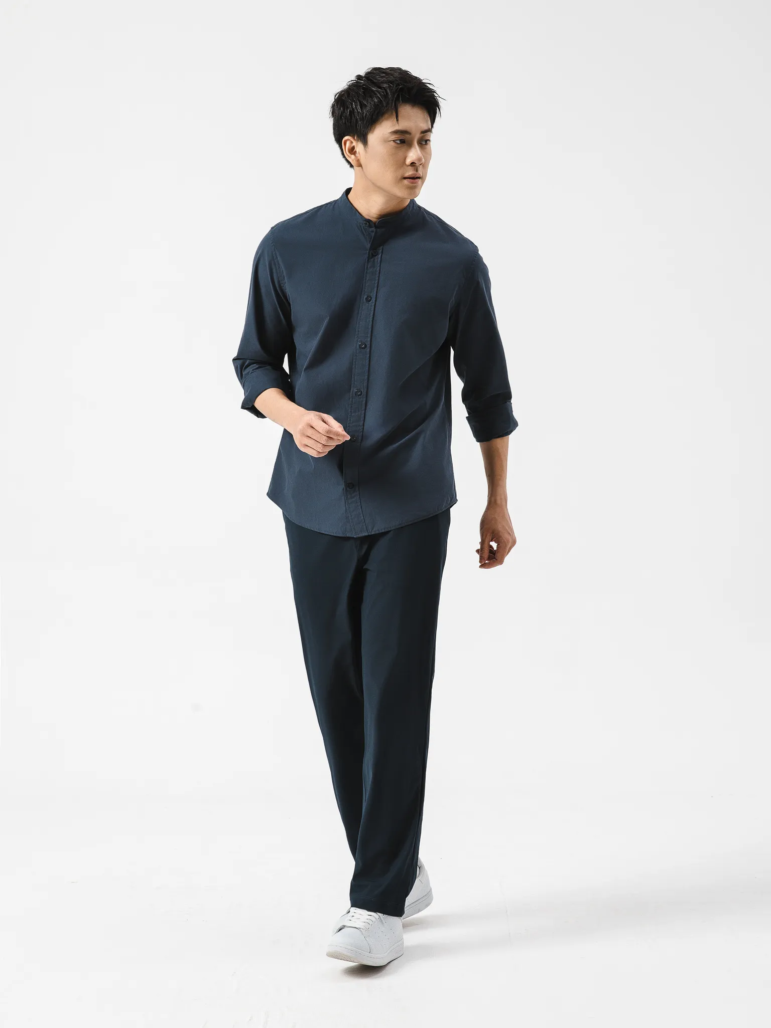 Áo sơ mi dài tay cổ tàu Premium Poplin  