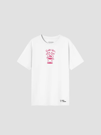 Áo in cotton Care & Share - Cười lên cho vui