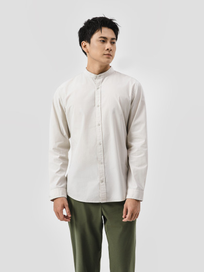 Áo sơ mi dài tay cổ tàu Premium Poplin 