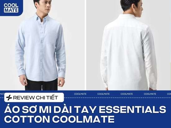 Review Áo Sơ Mi Dài Tay Essentials Cotton của Coolmate
