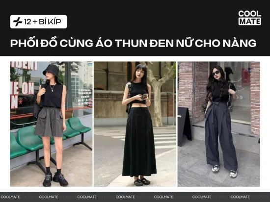 Bí kíp phối đồ với áo thun đen nữ cùng quần & chân váy: 12+ công thức chuẩn gu
