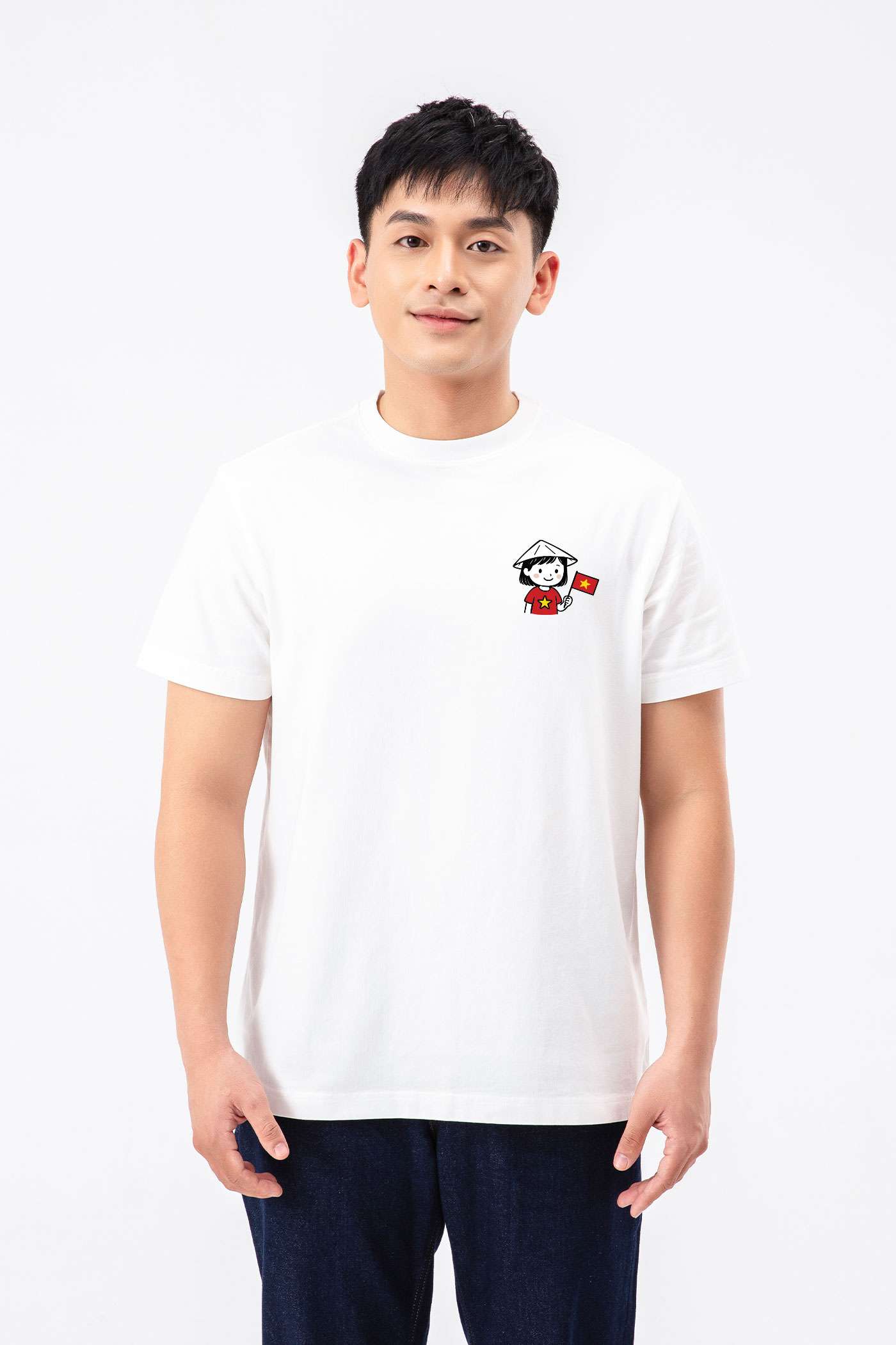 Áo thun Relaxed Fit in Bé gái cầm cờ