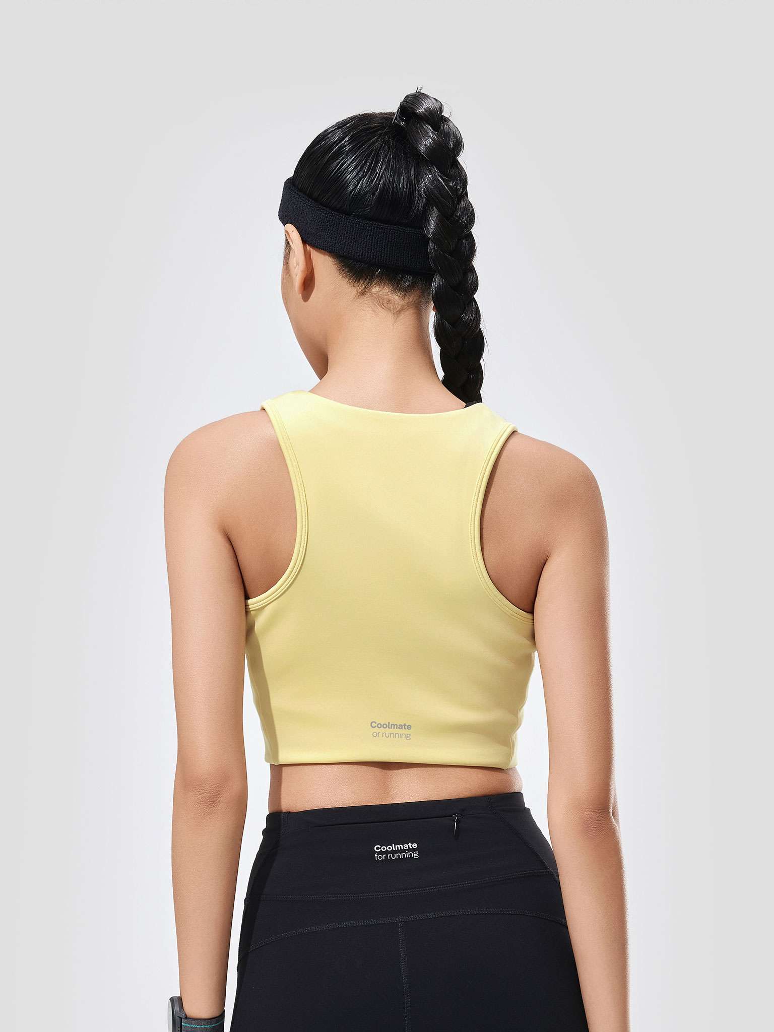 Áo Crop top Tank nữ Chạy bộ khoá zip more