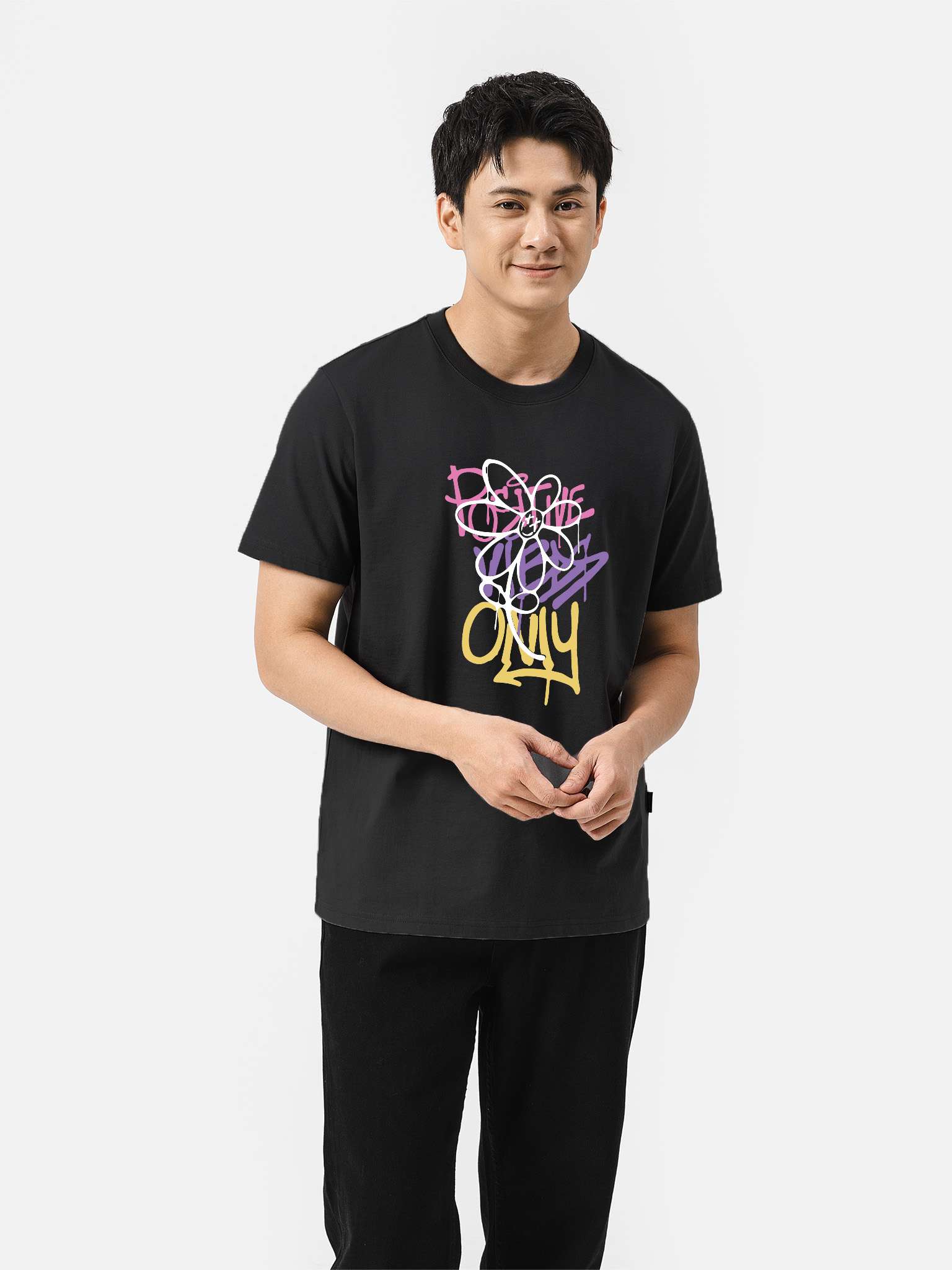 Áo thun Cotton 220gsm Regular Possitive Vibes only